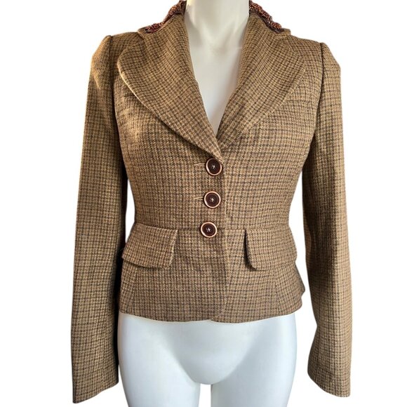 Banana Republic Jackets & Blazers - Banana Republic Womens Size 4 Tweed Fitted Suitcoat Jeweled Collar Wool & Alpaca